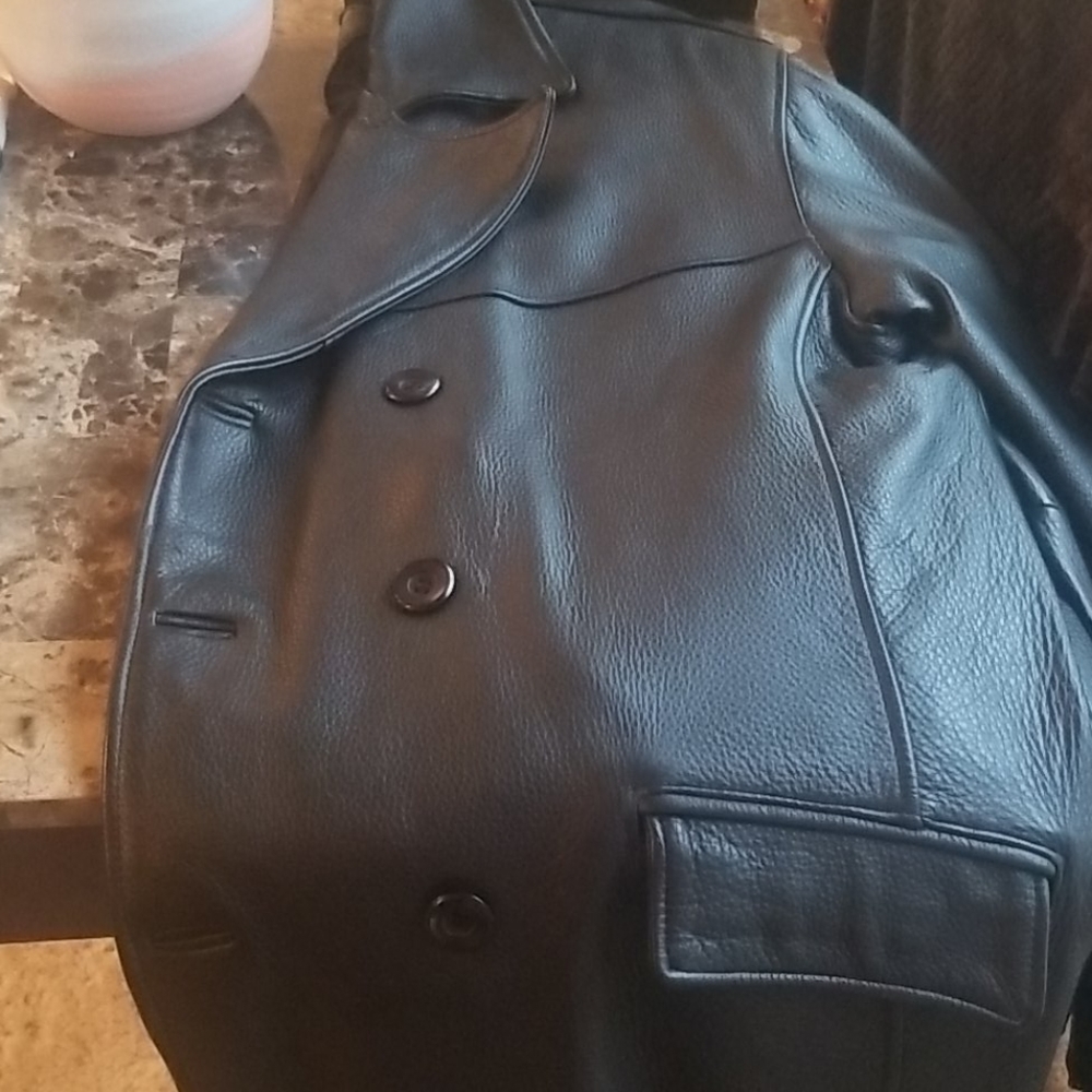 R&R Black Heavy Real Leather Jacket - Picture 2 of 4